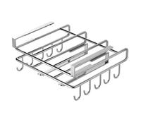 Stainless Steel Hanging Kitchen Storage Rack With Hooks Paper Towel Utensil Holder