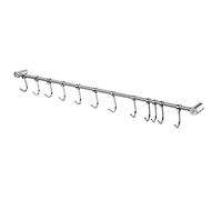 Stainless Steel Hanging Rail with 12 Removable Hooks - Heavy Duty Kitchen Utensil Rack, Wall Mounted Storage Bar for Pots, Pans, Mugs, Towels & Tools - Space Saving Organiser for Home & Office