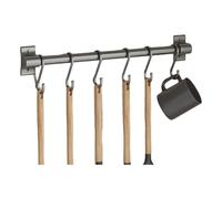 Stainless Steel Hanging Rail with Hooks - Kitchen Utensils and Cookware Organizer for Wall Storage