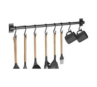 Stainless Steel Hanging Rail with Hooks - Kitchen Utensils and Cookware Organizer for Wall Storage