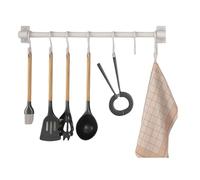 Stainless Steel Hanging Rail with Hooks - Kitchen Utensils and Cookware Organizer for Wall Storage