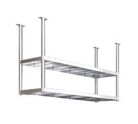 Stainless Steel Hanging Shelf 2-Tier Ceiling-Mounted Storage Rack Industrial Pot & Pan Display Shelf for Kitchen Bar Café - Floating Wall