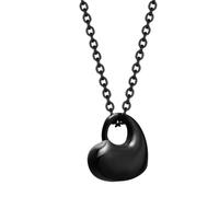 Stainless Steel Heart Keepsake Necklace Women's Opening Compartment Black Tone Memorial Jewelry Elegant Gift for Loved One