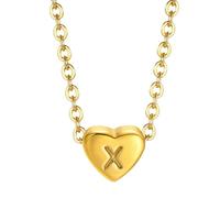 Stainless Steel Heart Letter Necklace Women's A to Z Options Minimalist Design Gold Tone Jewelry Everyday Gift