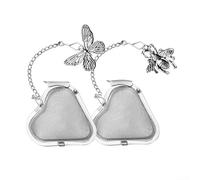 Stainless Steel Heart Tea Filter Set with 2 Reusable Infusers and 4 Pattern Options Designed for Loose Leaf Tea Use (C)