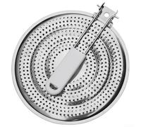 Stainless Steel Heat Diffuser Plate for Gas and Electric Stoves | 40cm Flame Tamer with Folding Stay-Cool Handle | Prevents Scorching for Simmering Sauces(Stainless Steel)