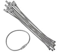 Stainless Steel Heavy Duty 6" Wire Keychains Cable Key Rings, Luggage Tags Loops Tag Keepers 2mm Twist Barrel (100)