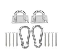 Stainless Steel Heavy Duty Ceiling Hanging Hook Set, Weather Resistant Swing Chair Bracket for Yoga Hammocks Porch Decks Trees, Includes Door Gourd Buckles Screws Silver