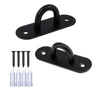 Stainless Steel Heavy Duty Ceiling Hooks with Screws and Plastic Anchors, Wall Mount Pad Eye Plate Top Hook Hanging Hardware for Yoga Hammock Swing Boat Sandbag Plant Basket (2pcs Large U Pad Eye)