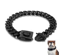 Stainless Steel Heavy Duty Dog Collar Chew-Proof Training Collar For Large Breeds, Aggressive Chewers, Walking & Protection(Black,26in)