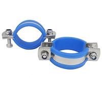 Stainless Steel Heavy Duty Flat Band Pipe Hose Clamp with Rubber Cushion, Multipurpose Rigid Handless Split Ring Clamp Bracket ID 45mm, Pack of 2