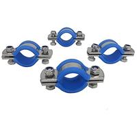 Stainless Steel Heavy Duty Flat Band Pipe Hose Clamp with Rubber Cushion, Multipurpose Rigid Handless Split Ring Clamp Bracket ID 38mm, Pack of 4