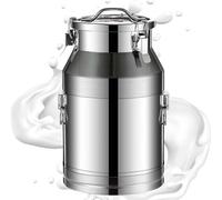 Stainless Steel Heavy Duty Milk Jug with Silicone Sealed Lid and Welded Handle for Liquid Storage and Transport