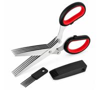 Stainless Steel Herb Scissors, 5 Blade Kitchen Scissors with Cover