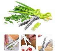 Stainless Steel herb Scissors with 5 Blades,Multi Blade herb Cutting Shears for Kitchen Salad, Scallion, Green Onion