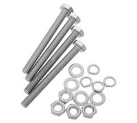 Stainless Steel Hex Bolt Fully Threaded 4 Sets M10x10mm Hardware Kit | 304 Silver Finish, Nuts Flat and Lock Washers Included, for Brackets and Composite Builds