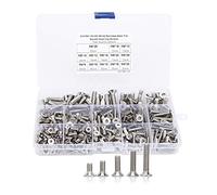 Stainless Steel Hex Socket Cap Screws Set, M4 M5 M6, 260pcs Countersunk Flat Head Machine Screws with Nuts Bolts, A2-70 Grade, Storage Box