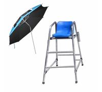Stainless Steel High-Back Observation Chair with Umbrella - Durable Lifeguard Stand for Pools, Waterparks & Beaches