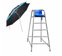 Stainless Steel High-Back Observation Chair with Umbrella - Durable Lifeguard Stand for Pools, Waterparks & Beaches