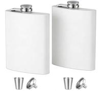 Stainless Steel Hip Flask 8oz White, Metal Flask for Whiskey Liquor, Small Pocket Flask with Funnel Cup, Mini Flask for Men Women Travel Camping Gifts 2 Pack