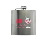 Stainless Steel Hip Flask for Gin Lovers - Reads 'Gin' for a Classic Choice - Pink Colour - Ideal for Christmas and Birthday for Her - Full Colour Design