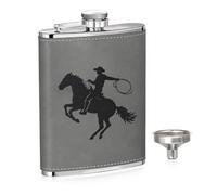 Stainless Steel Hip Flask with PU Leather Wrap - 8ozWhiskey Flask for Men with Stainless Steel Funnel, Leakproof Pocket Flask for Camping, Hiking, Outdoor, Gift for Dad & Groomsmen