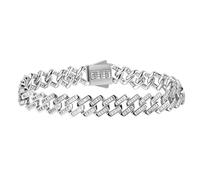 Stainless Steel Hip Hop CZ Cuban Bracelet Spring Clasp Tarnish Free | Waterproof Hypoallergenic Rhombus Zircon Iced Out Bracelet, Niche Fashion Streetwear Jewelry