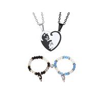 Stainless Steel His and Her Heart Lock Key Matching Puzzle Couples Pendant Necklace, Stainless Steel, No Gemstone