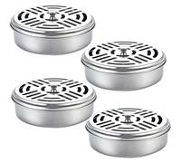Stainless Steel Holder for Mosquito Coils, Portable Mosquito Spiral Holder Box, Sandalwood Incense Stick, Coil, Anti- and Insects (Pack of 4) 1