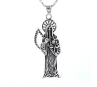 Stainless Steel Holy Saint Death Santa Muerte Grim Reaper Pendant Necklaces Fashion Jewelry Chain Accessories