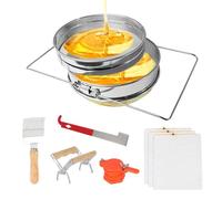 Stainless Steel Honey Strainer Double Sieve,Bee Keeping Equipment Filter with Adjustable Arm for 5 Gallon Bucket,Beekeeping Starte Kit,Honey Debris Strainer Filter Beekeeping Extract Tools