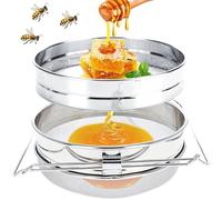 Stainless Steel Honey Strainer, Double Sieve Mesh Filter, Bee Keeping Extract Tools with Adjustable Handles, Beekeeping Equipment, Harvest, and Extract Honey, Ideal for Beekeepers