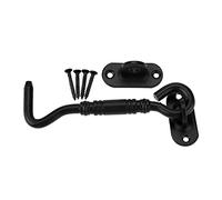 Stainless Steel Hook and Eye Latch Lock | Black - Guarded Door Latch for Shed/Cabin/Gate | 201 Stainless Steel with Screws, 4.33 Inch