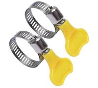 Stainless Steel Hose Clamp with Yellow Plastic Handle - Adjustable Worm Drive Clip for Small Pipes & Tubes, Self-Tightening Metal Band for Home Plumbing, Garden Hose & DIY Repairs (2)