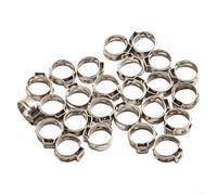 Stainless Steel Hose Clamps 25pcs Single Ear Stepless Clamp Rings for Sealing Various Hoses (9.5MM)