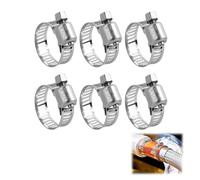 Stainless Steel Hose Clips - 6PCS Adjustable Worm Gear Hose Pipe Clamps, Durable and Rust-Proof Jubilee Clips for Automotive, Plumbing, Garden, and Pool Applications