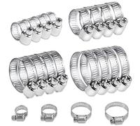 Stainless Steel Hose Clips Set, 16 Pcs Range Hose Clamps, Hose Clamps Clips for Securing Hose Connections, Home Gas, Pipe Water, Pipe and Fuel Line, Flexible Hose Pipe Tube