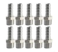 Stainless Steel Hose Fitting Set 10pcs 1/2 NPT Male Thread Barb Connector for Water Pipes - Quick Connect Garden Hose Parts(1/2inchx19mm)