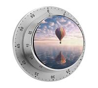 Stainless Steel Hot Air Balloon Over The Sea Kitchen Timer Chef Cooking Timer Clock with Loud Alarm Magnetic Countdown Countup Timers for Fitness Baking Studying