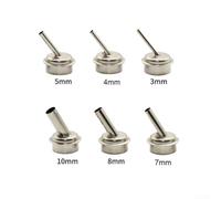 Stainless Steel Hot Air Nozzles 6pcs 3-10mm Bent | 45-degree bend design, precise heat direction, fits QUICK 861DW, 6-piece set, stainless steel build