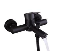 Stainless Steel Hot and Cold Mixing Tap Bathroom Faucets Wall Mounted Shower Faucet Bathtub Water Mixed Valve(Black Faucet)