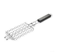 Stainless Steel Hot Dog Grill Basket for BBQ, Double Layer Sausage Cooking Grate with Handle, Outdoor Barbecue Tool for 6 Sausages, Easy Clean