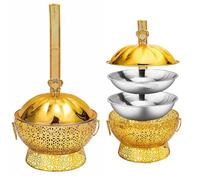 Stainless Steel Hot Pot Buffet Set - Buffet Tray with Hanging Lid, Buffet Server and Heater, Table Food Heating Container Equipment, Suitable for Party Buffet Banquet Dining(Size:6L,Color:Gold)