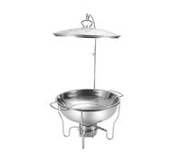 Stainless Steel Hot Pot Buffet Set, Chafing Dish Buffet Set with Glass Lid and Stand, Catering Food Warmer for Kitchen Caterings Banquet Parties (Silver 4L)(B)