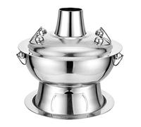 Stainless Steel Hot Pot, Chinese Traditional Soup Pot Cookware with Chimney for Home Party Restaurant,(Silver,32CM)