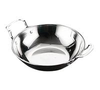Stainless Steel Hot Pot Pan with Double Handles Flat Bottom | Heat Insulation and Anti Scalding, Silver Finish, Stove and Induction Cooker Use, Non Slip Design