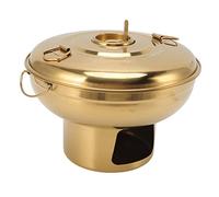 Stainless Steel Hot Pot, Small Hot Pot Chinese Charcoal Hotpot Non-Stick Outdoor Ramen Cooker for Pasta Noodles Steak Milk Tea Hot Pot(Gold)