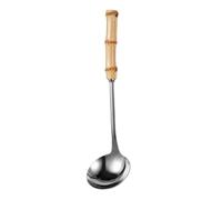 Stainless Steel Hot Pot Spoon with Bamboo Handle Serving Ladle | Premium stainless steel construction with thermal bamboo handle, ideal for hot pots, serving bowls and home kitchens C