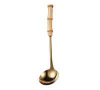 Stainless Steel Hot Pot Spoon with Bamboo Handle Serving Ladle | Premium stainless steel construction with thermal bamboo handle, ideal for hot pots, serving bowls and home kitchens G