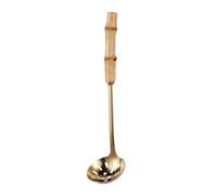 Stainless Steel Hot Pot Spoon with Bamboo Handle Serving Ladle | Premium stainless steel construction with thermal bamboo handle, ideal for hot pots, serving bowls and home kitchens F